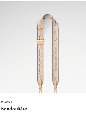 Louis Vuitton Beige Cream Branded Adjustable Strap with Gold Hardware